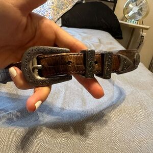 Brown leather fossil western style belt